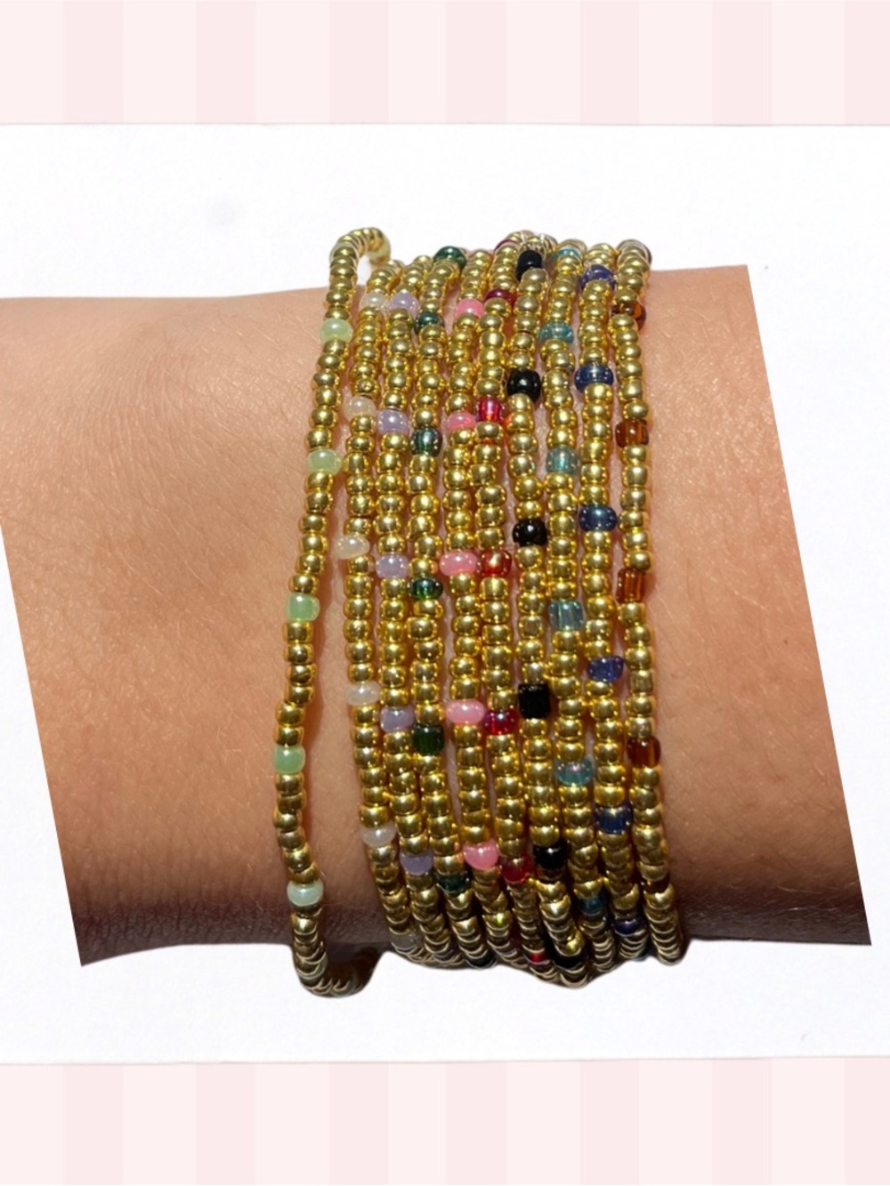Gold colorful Beaded Bracelets with Multicolor Accents